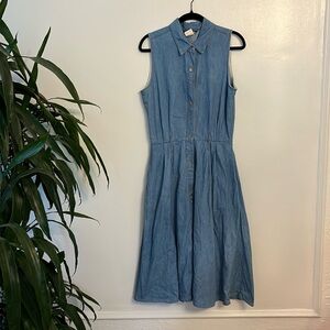 Vintage denim button up flair dress